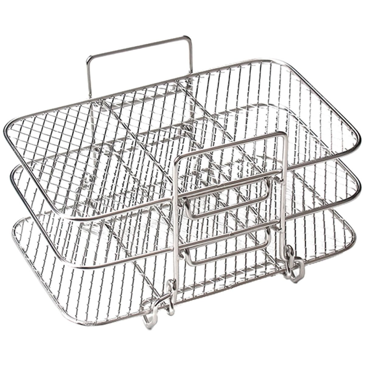 Alipis Rejilla para Freidora de Aire de 3 Niveles Apilables Acero Inoxidable 304 Resistente Accesorio para Horno Eléctrico y Barbacoa Desmontable y Compatible para Cocinar y