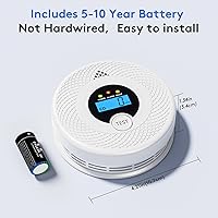 Vista 5 de Paquete de 3 detectores de humo Wi-Fi detector de monóxido de carbono combinado con notificaciones de aplicación, botón de prueba/silencio, detector