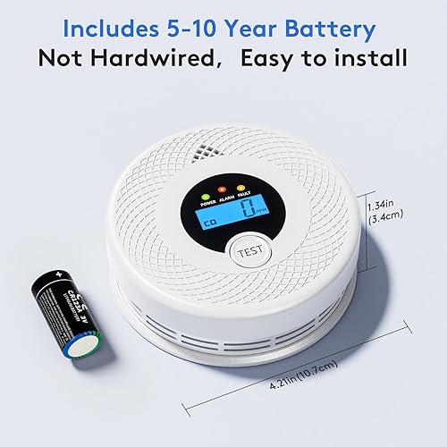 Miniatura 5 de Paquete de 3 detectores de humo Wi-Fi detector de monóxido de carbono combinado con notificaciones de aplicación, botón de prueba/silencio, detector