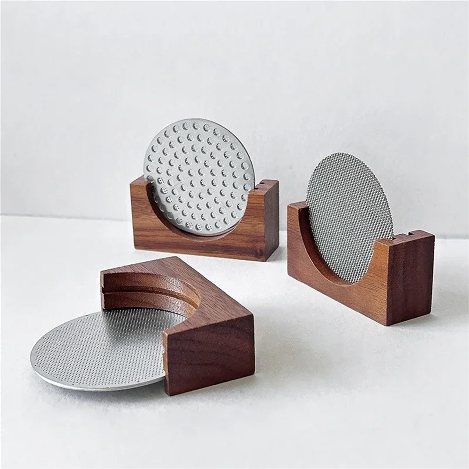 Kaffeefilter-Halter 2 stücke 51MM 58MM Espresso Kaffee Filter Bildschirm Halter Holz Ständer Puck Bildschirm Halter Universal Filter Lagerung Rack(58mm)