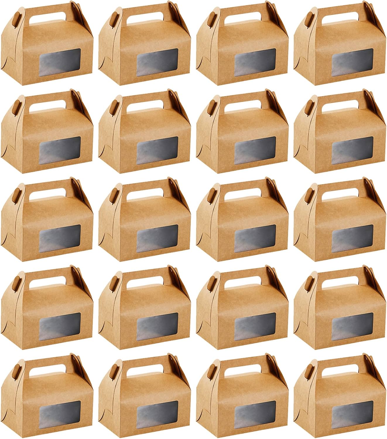 20 Pcs Brown Kraft Paper Cake Boxes, Bakery Boxes with Window, Cake