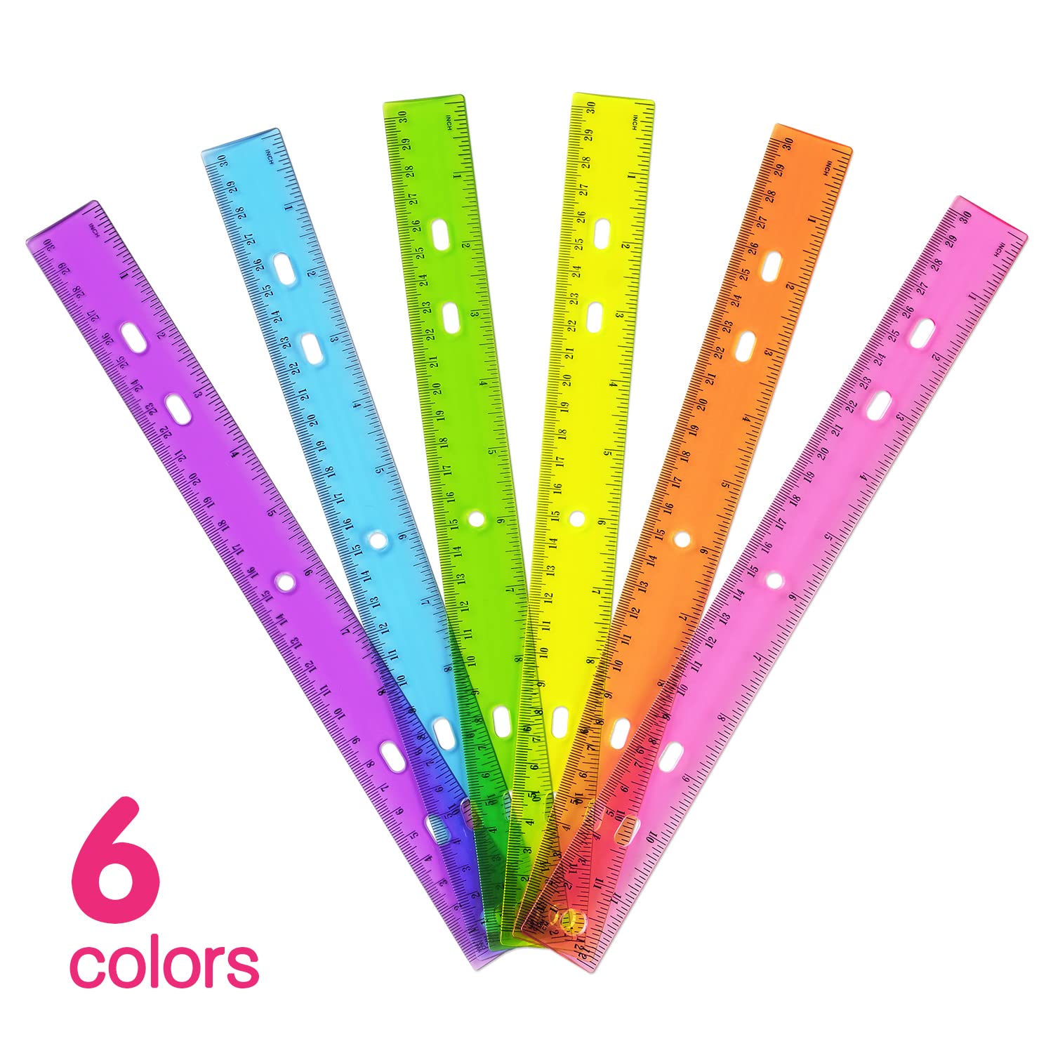 Juego De 35 Reglas De Plástico De 15 Cm | Reglas Transparentes Con Escala En Cm Y Pulgadas, Colores Surtidos, Para Escuela Y Oficina