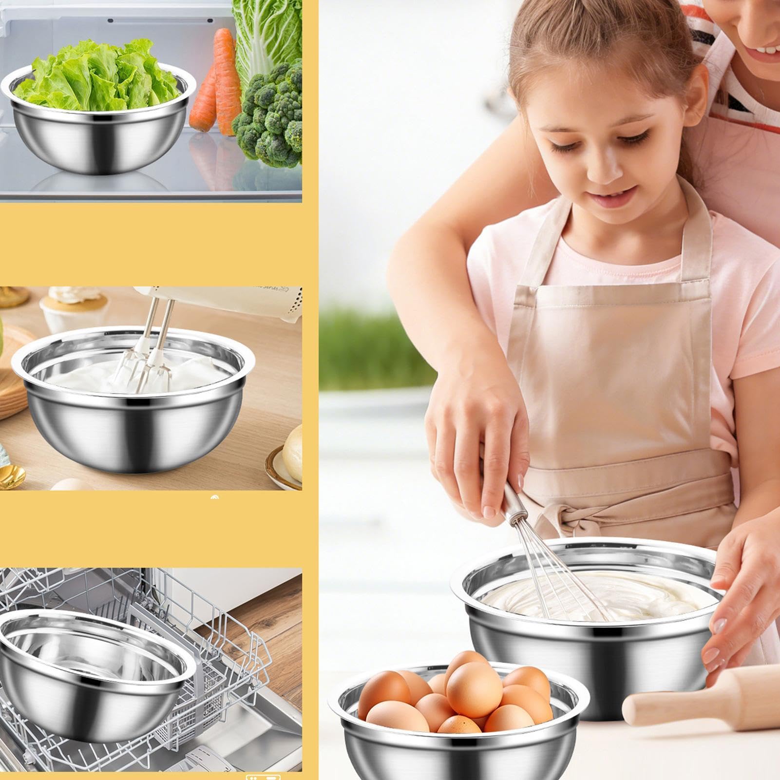 Generico Schüssel-Set mit Deckeln | 0,7–4,5 Qt stapelbar, Silber, Silikonbasis | Salat, Küche, Zubereitung von Lebensmitteln |, Meal Prep für Küche zu Hause