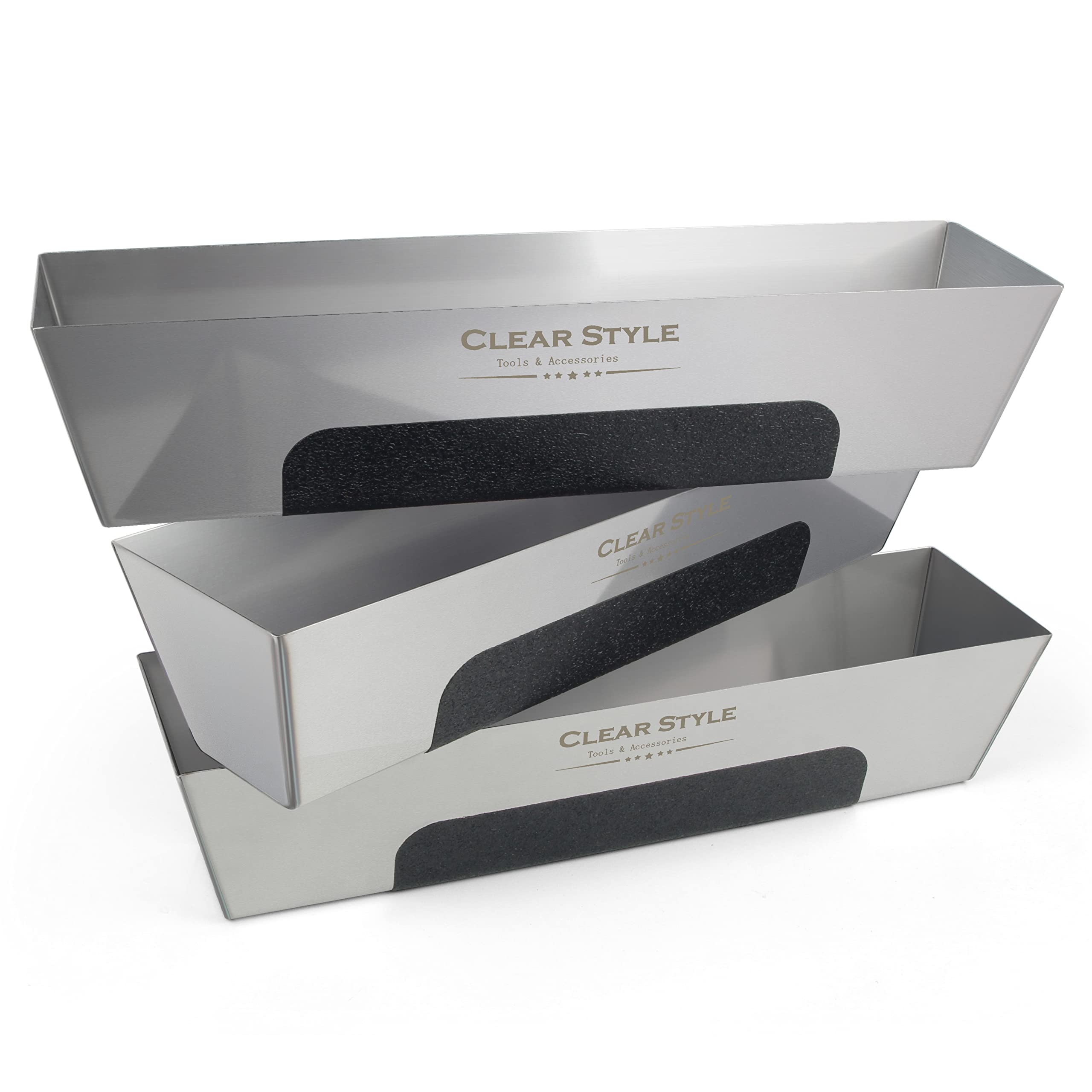 Clear Style Stainless Steel Mud Pan (14 Inch 3 Pack)