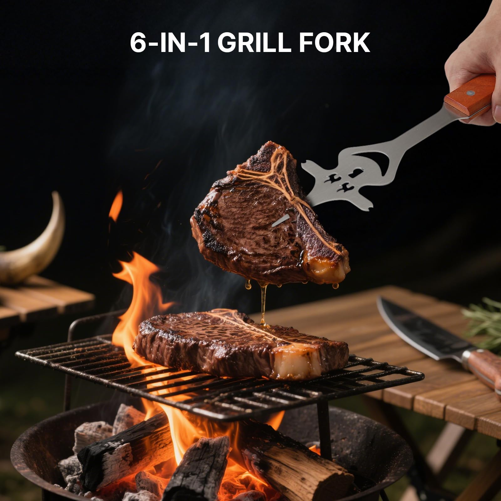 Set di 3 posate per barbecue extra lungo, accessorio per barbecue, regalo per uomini, accessorio per barbecue con pinza per barbecue, paletta per barbecue, forchetta per carne, manico in legno, regalo