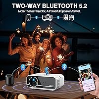 Vista 5 de [Auto Focus/4K Support] Projector with WiFi and Bluetooth, Native 1080P Outdoor Movie Projector with Auto Focus/4P6D Keystone/50% Zoom/PPT, DBPOWER