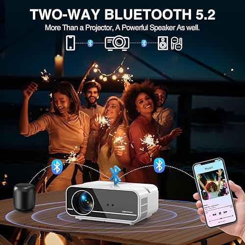 Miniatura 5 de Enfoque automáticosoporte 4K Proyector con WiFi y Bluetooth, 700ANSI Native 1080P Proyector de película al aire libre con enfoque automático4P6D