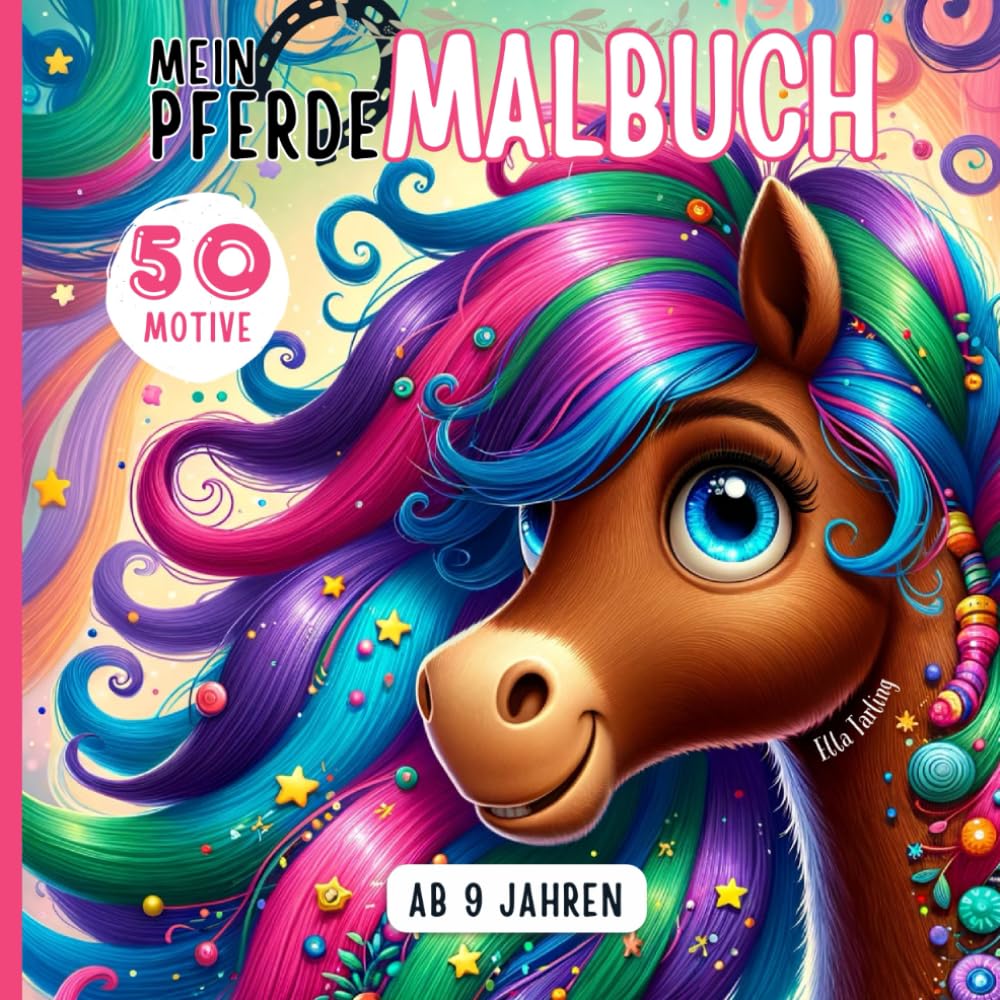 Livre de coloriage de chevaux idéal comme cadeau d'anniversaire 9 ans