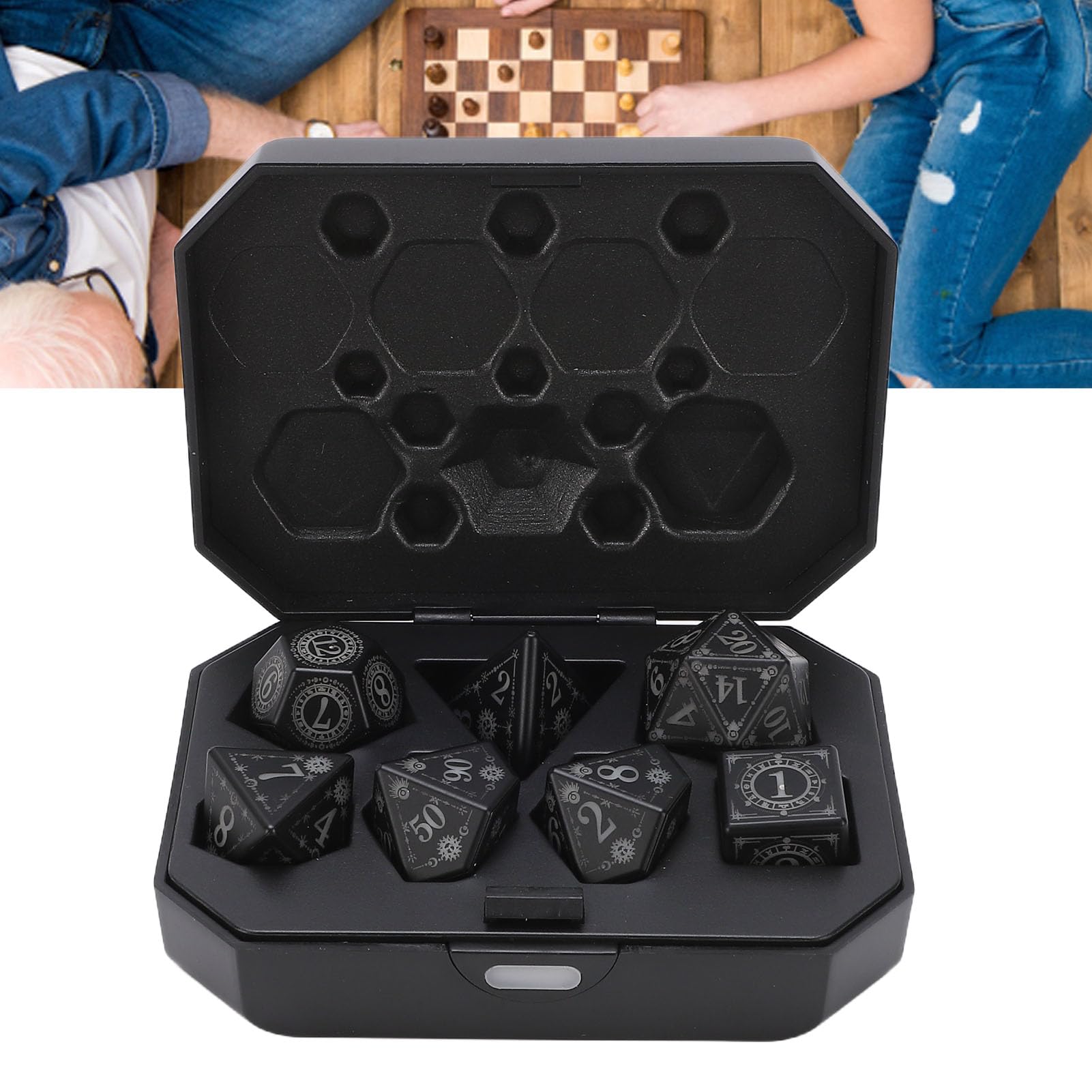 Luocute Set di Dadi Illuminati a LED, Dadi DND Poliedrici Ricaricabili con Scatola di Ricarica per Giochi Tavolo di Ruolo Dungeons and Dragons
