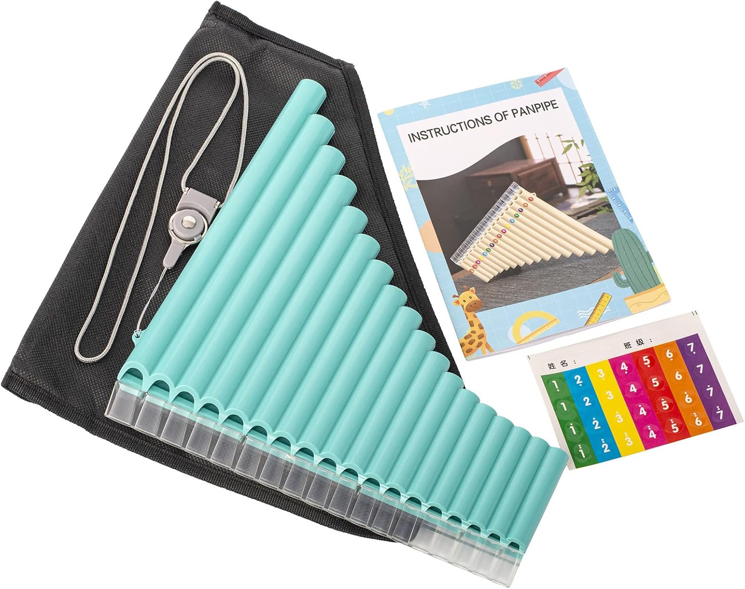 18 Pipes Pan Flute Eco-friendly Resin C tone Easy Learn Pan Flute, Blue