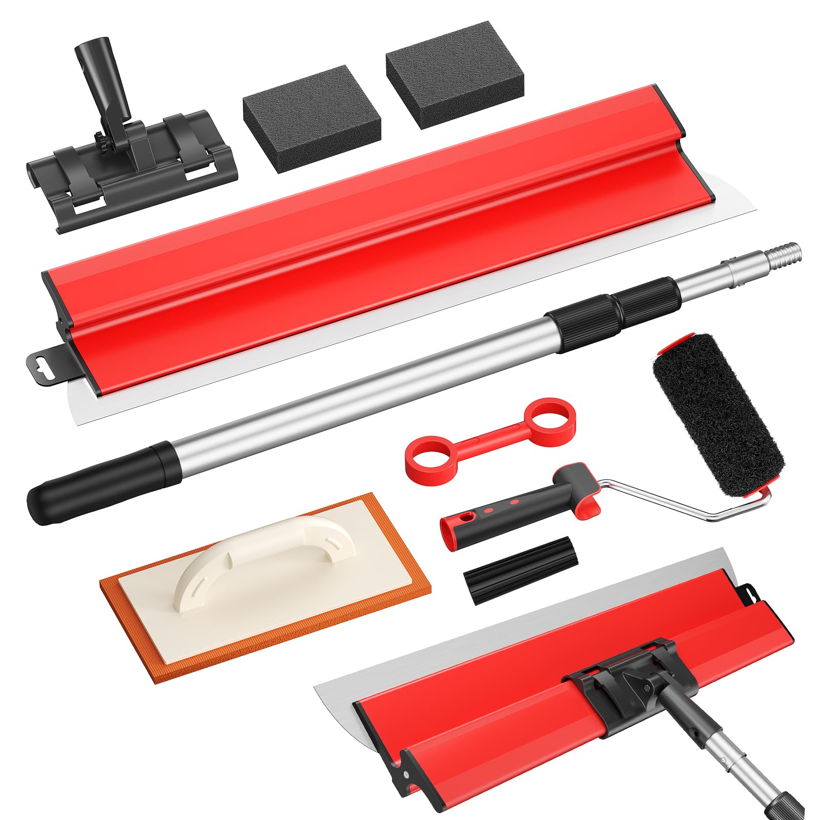Espatula masilla kit 9 piezas 60 cm con rodillo y mango telescópico