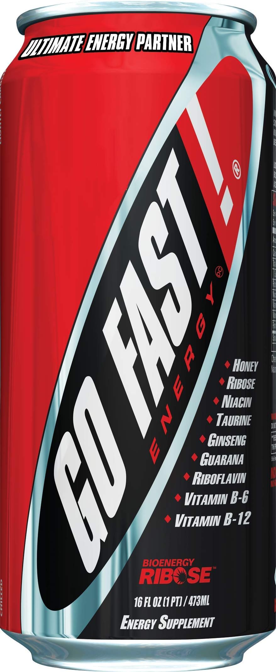 Go Fast! Authentic Energy Drink, 16 ounce (24/pack), Award Winning Flavor, Unique Herbal & Ribose Blend, No High Fructose Corn Syrup, No Preservatives, No Aspartame, Low Sodium, No Jittery Crash
