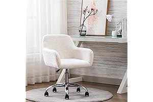 Modern White Fuzzy Desk Chair