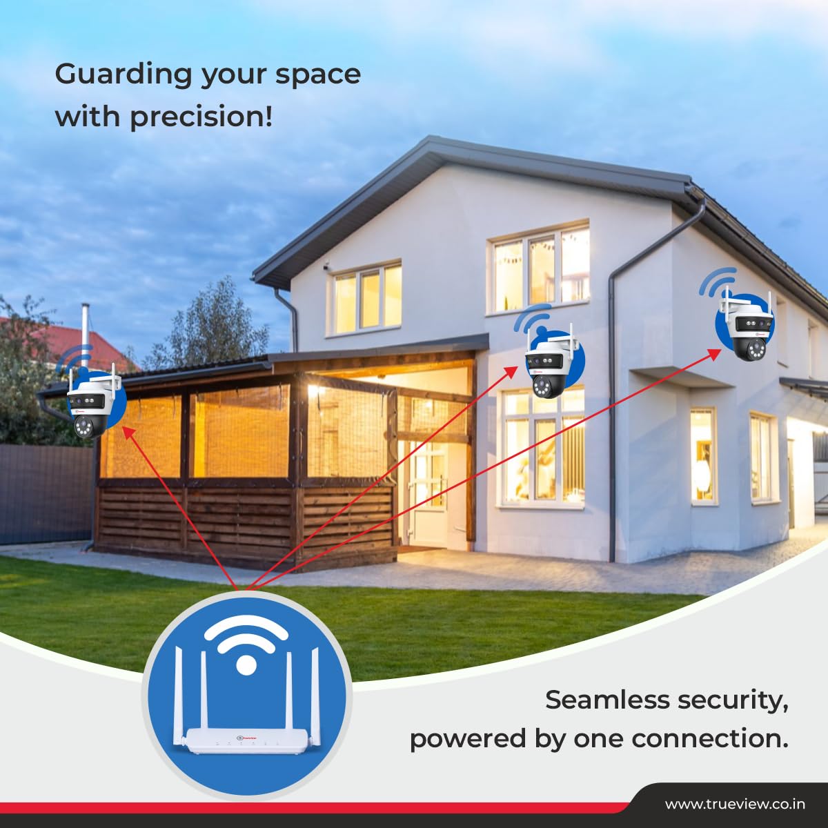 Trueview Smart WiFi Linkage 2Mp+2Mp Pan-Tilt Zoom CCTV Camera, Outdoor Indoor Security Camera, Water Proof, 2 Way Talk, Cloud Storage, Motion Detect, Supports SD Card Up to 256 GB, Night Vision - Image 6 thumbnail