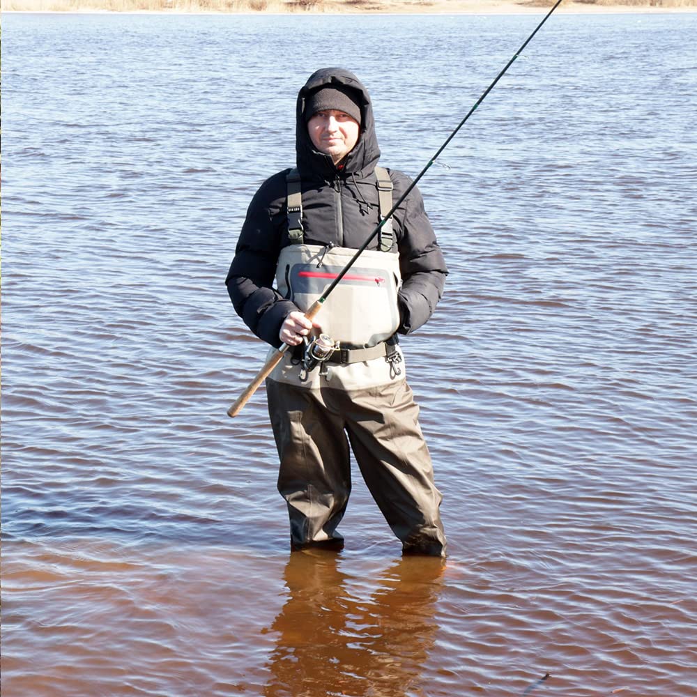 Kylebooker Angelhose Wathosen Herren Atmungsaktiv Atmungsaktiv AngelbekleidungMänner Fliegenfischen Fuß Brust Wathosen Erschwingliche Atmungsaktive wasserdichte Angeln Wathose KB004