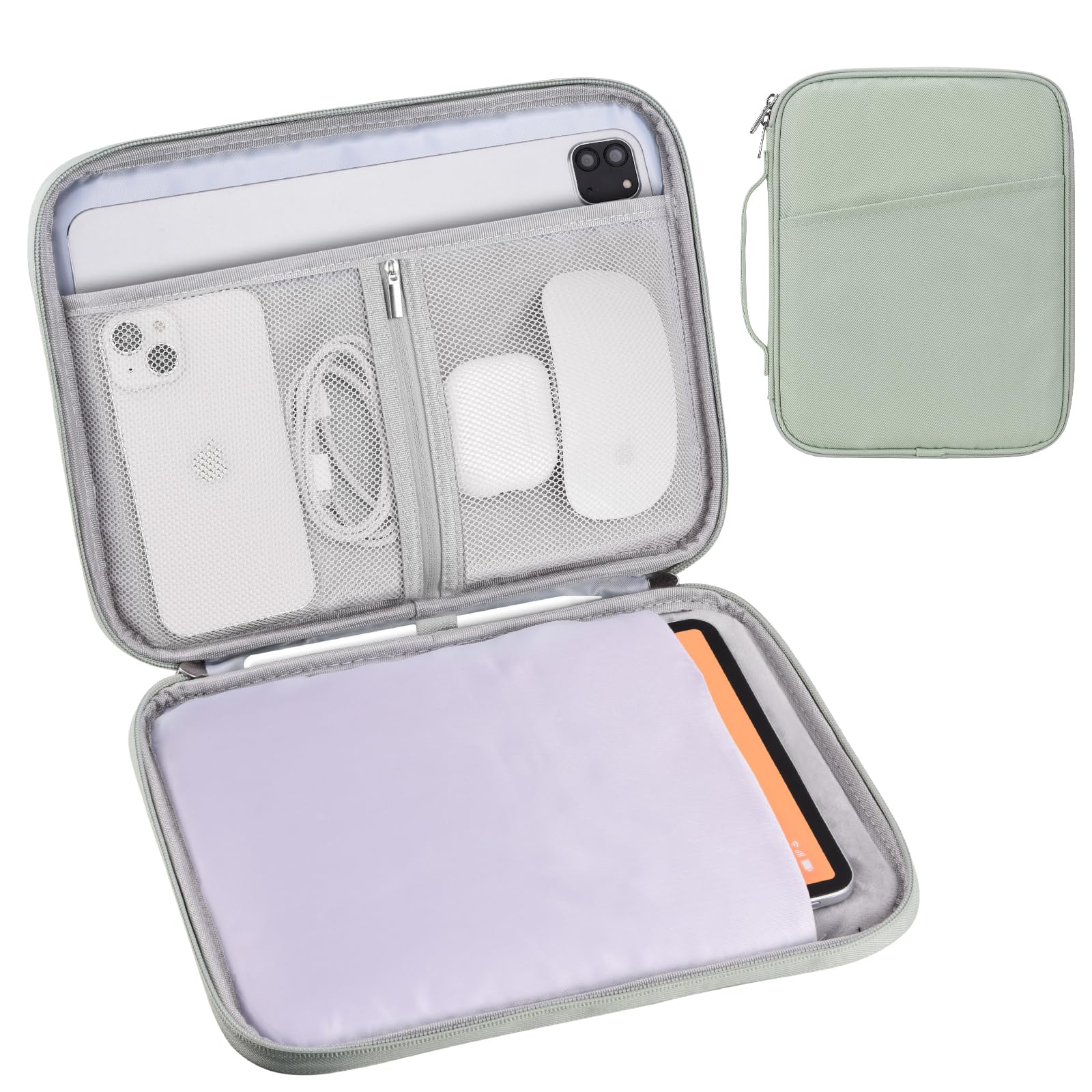 Tablet Sleeve 9-11", Fits iPad Pro 11" M5/M4, Slim Case Friendly | Water-repellent nylon, padded; fits Samsung Galaxy Tab S9/S8; pockets for charger &amp; earbuds — 7 oz, commute &amp; travel ready.