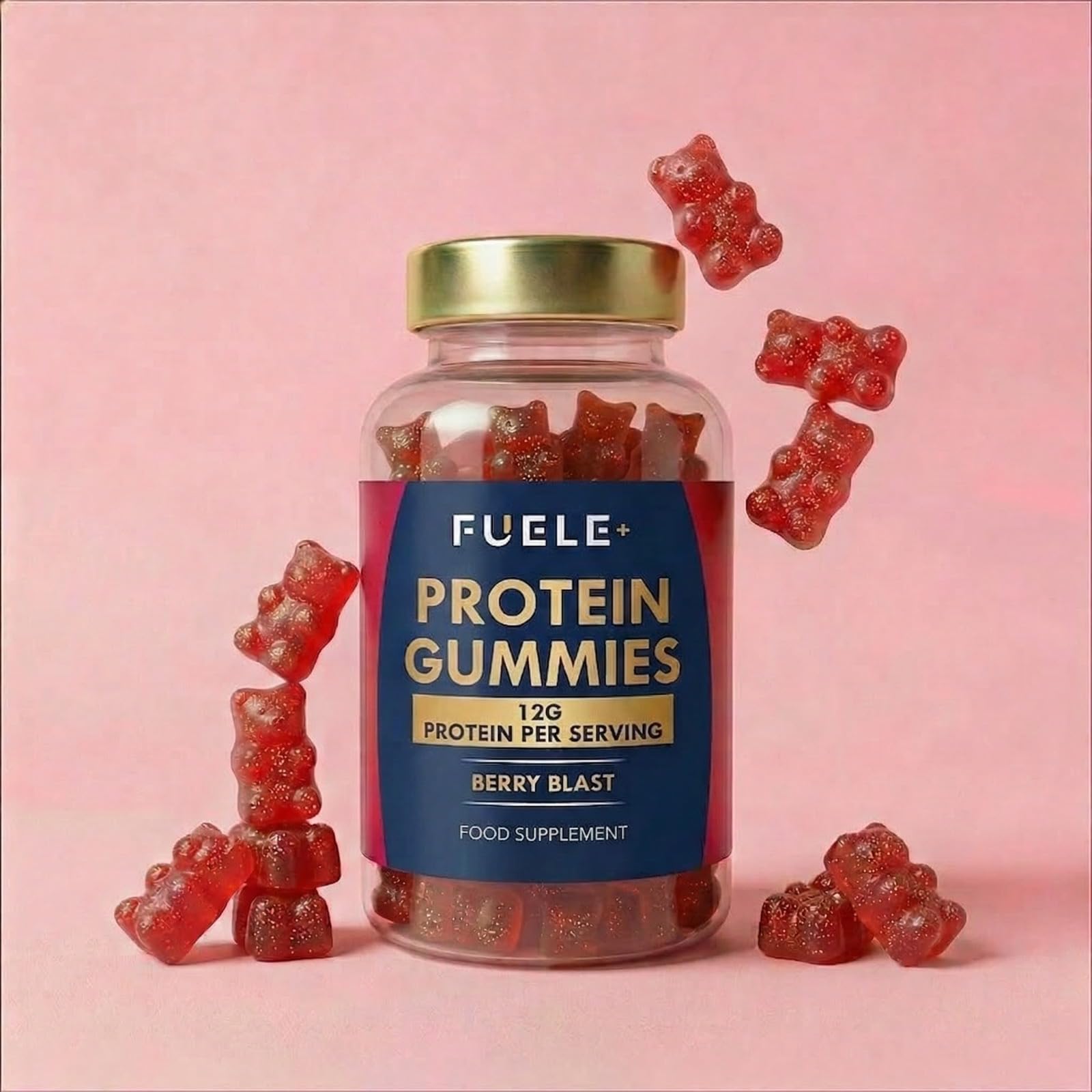 Whey Protein Gummies - Mixed Berry Flavour, 12g High Protein per Serving - Protein Powder Alternative, No Added Sugar, Vegetarian, Convenient Whey Protein Supplement, Muscle Recovery