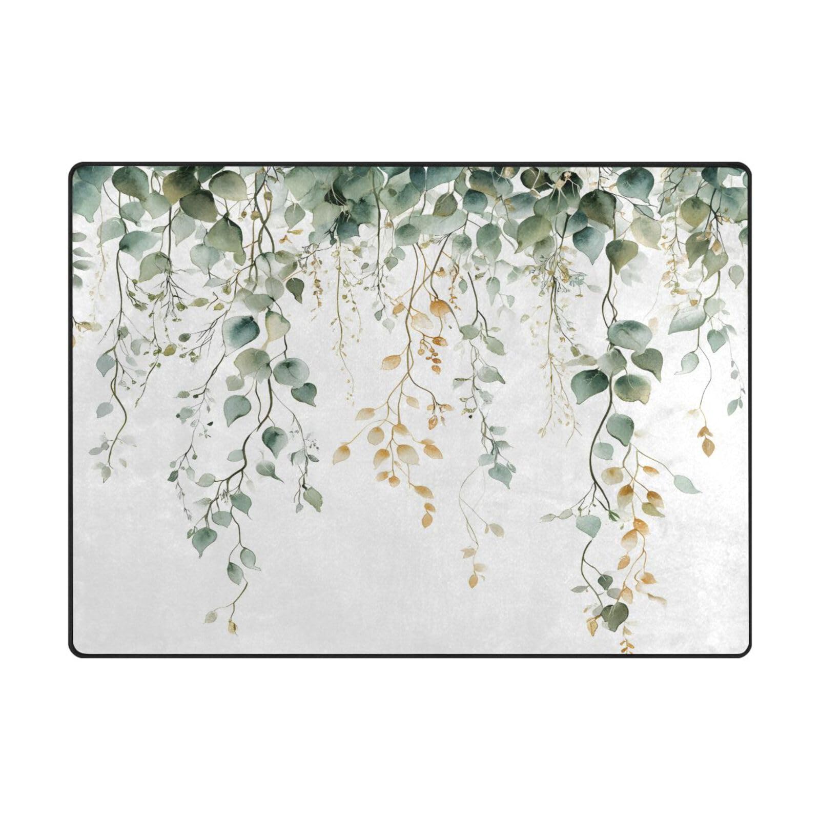Tapis doux salon chambre grand tapis de sol contemporain 203x147 cm imprimé végétal