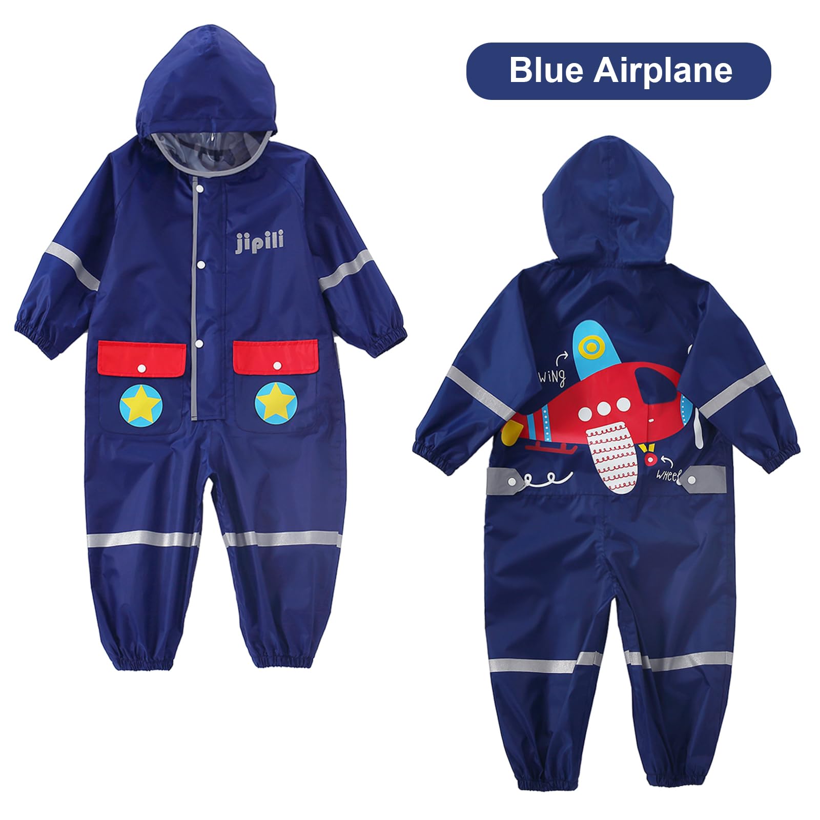 Traje de Lluvia Niños Niñas Chubasquero de Una Pieza Niños Mono Impermeable Lindo Dibujo Poncho de Lluvia Ligero Traje de Barro Unisex Ropa de Lluvia 1-10 Años