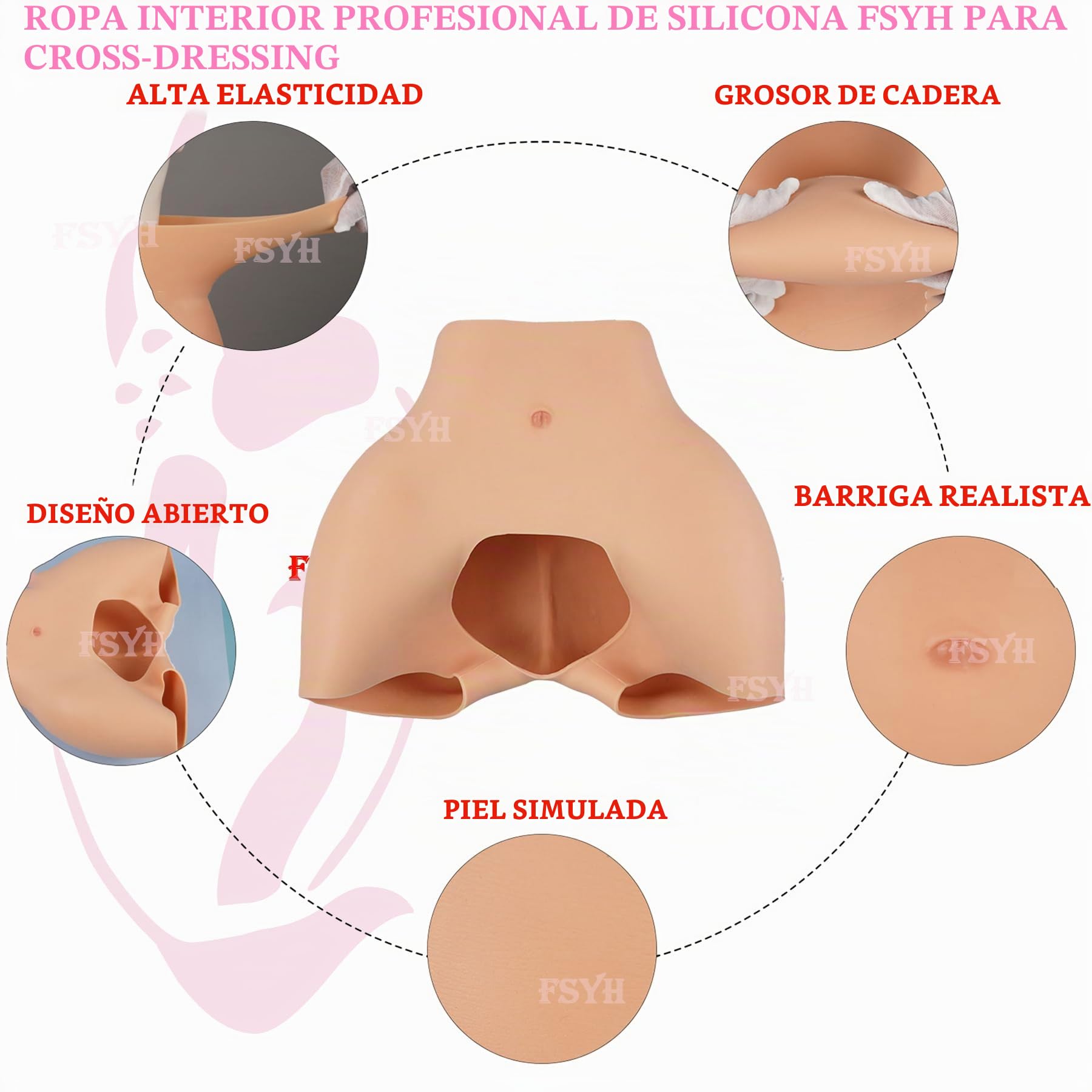 FSYH Pantalones de Silicona Falso Trasero Cadera realzador Shapewear Bragas Push up Panty para Las Mujeres transgénero Drag Queens