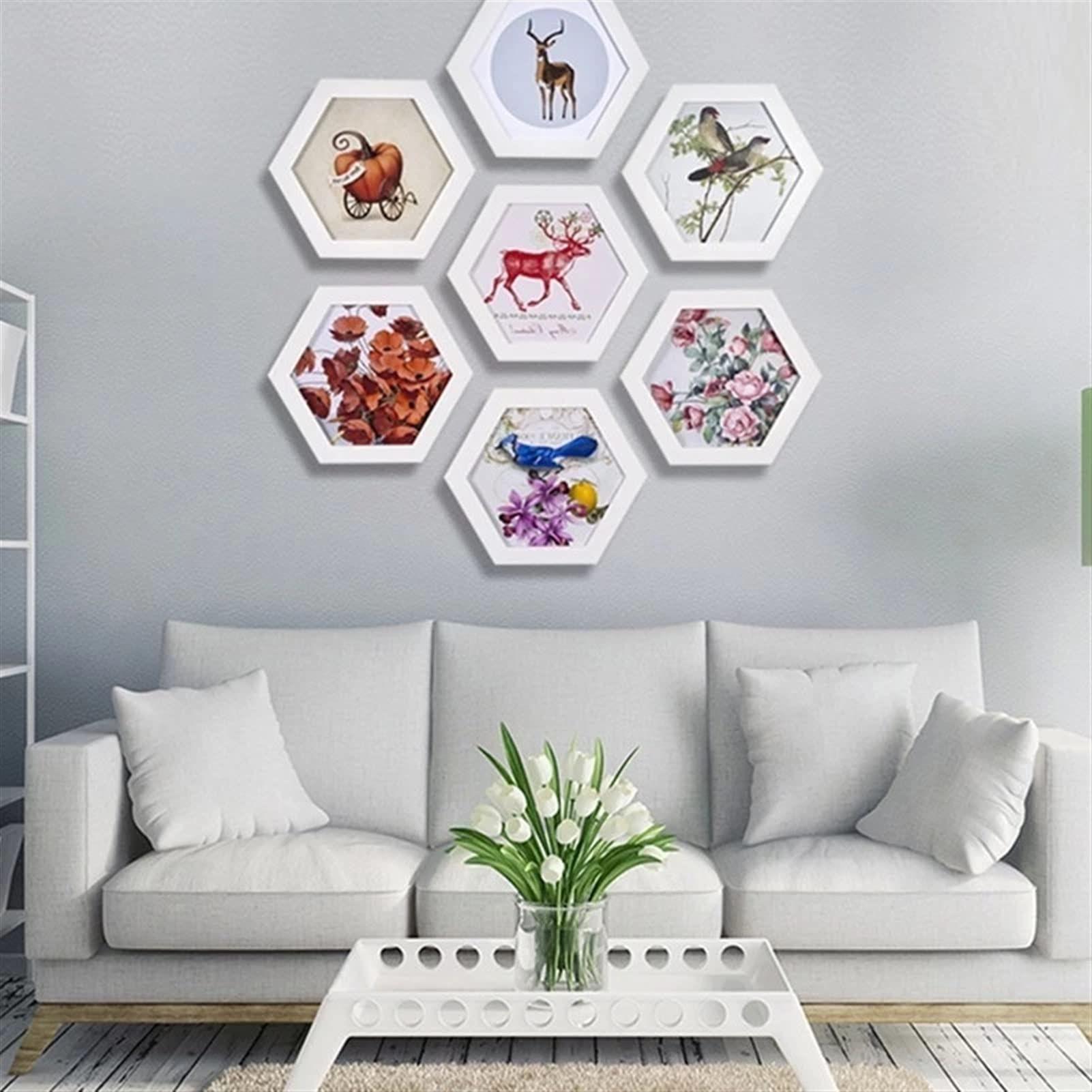 Décoration Murale Hexagonale Acrylique Personnalisable - Cadres Photos Modulables Pour Salon, Chambre