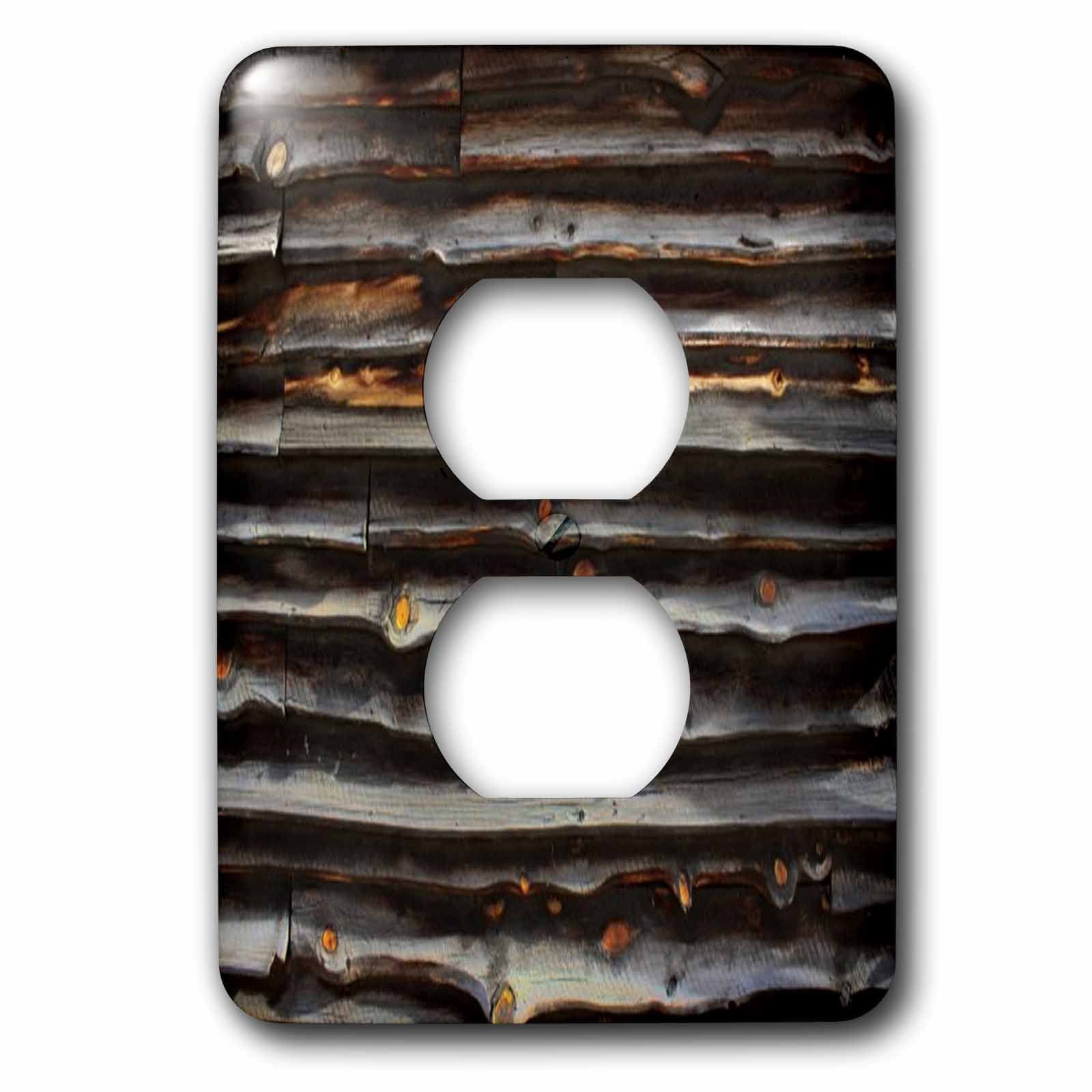 Cache prise rustique impression bois de grange antique pour 2 prises