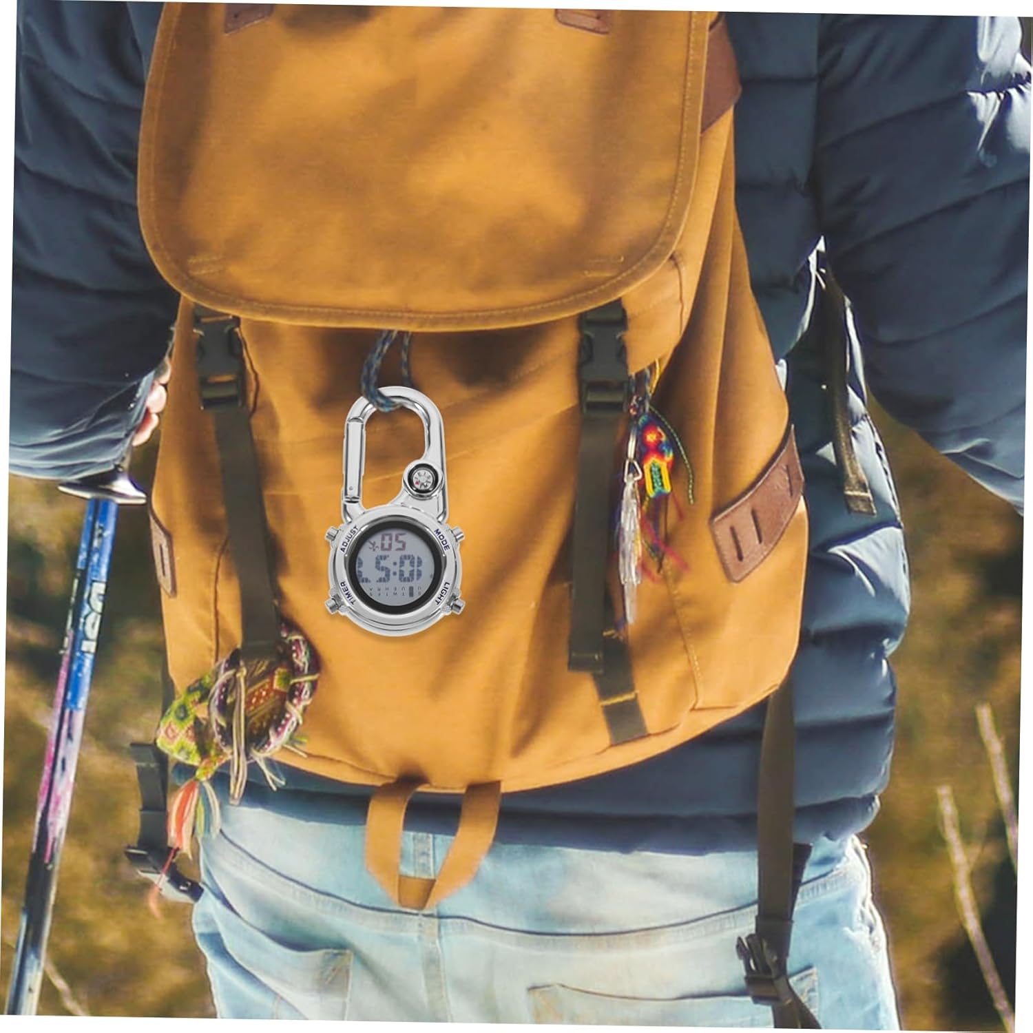 Yardwe Digital Carabiner Clip Watch for Outdoor Sports Multifunctional Fob Watch with Luminous Display Alarm and Lightweight Design for Hiking and Backpacking