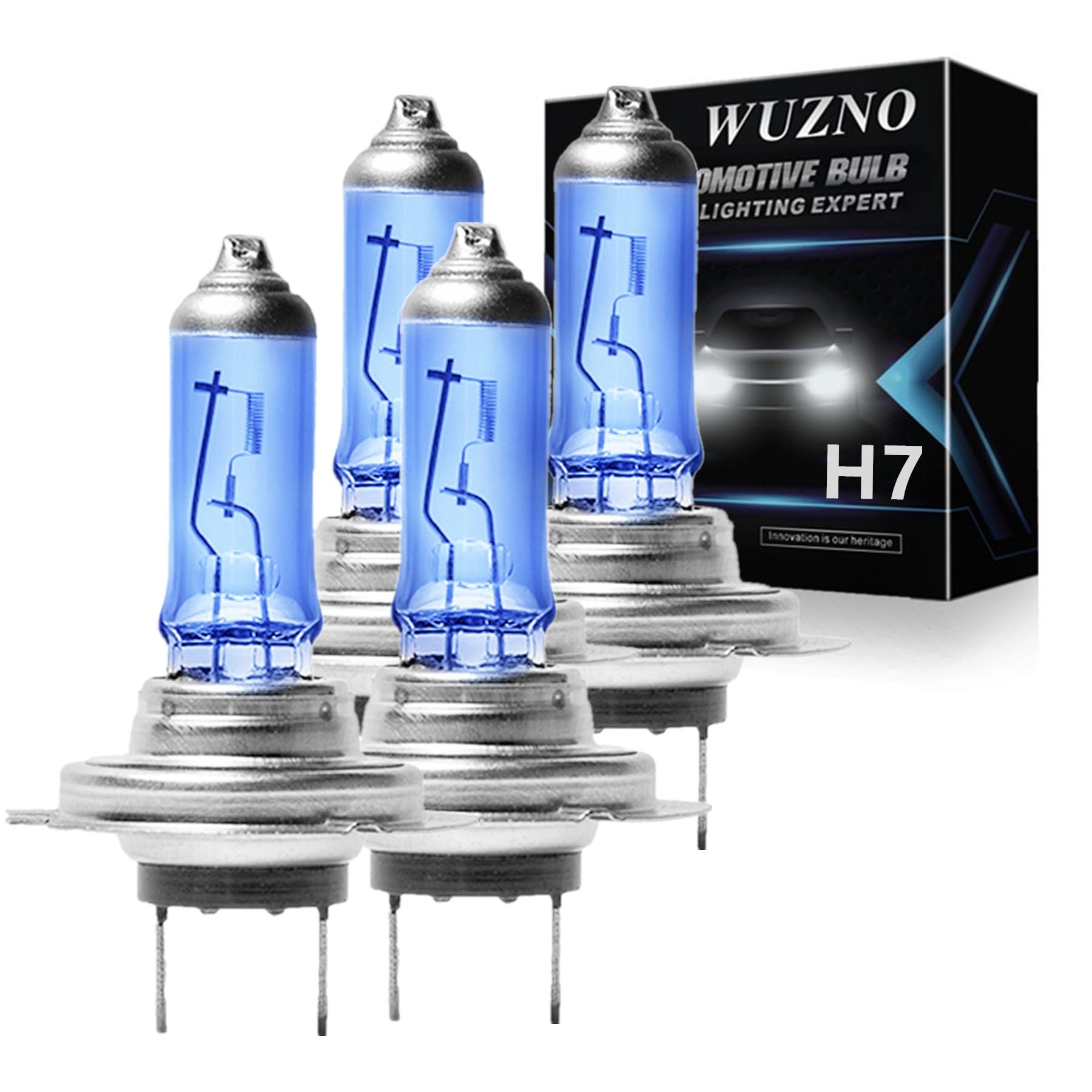 4 Pack H7 Halogen Headlight Bulb 12V 55w White 5000K Fog Light Bulbs 12972 64210 Super Bright Replacement Headlamp