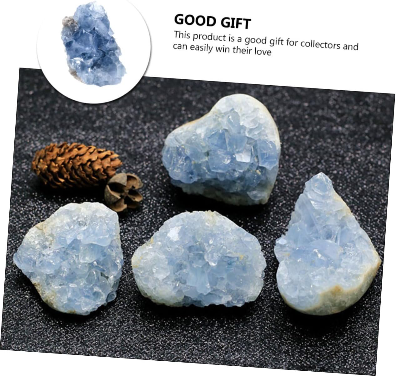 PRETYZOOM 1pc Natural Celestite Healing Crystal Mineral Specimen Unique Decorative for Home Office for Creative Teaching Samples and Geological Research Random Shape Color Variations