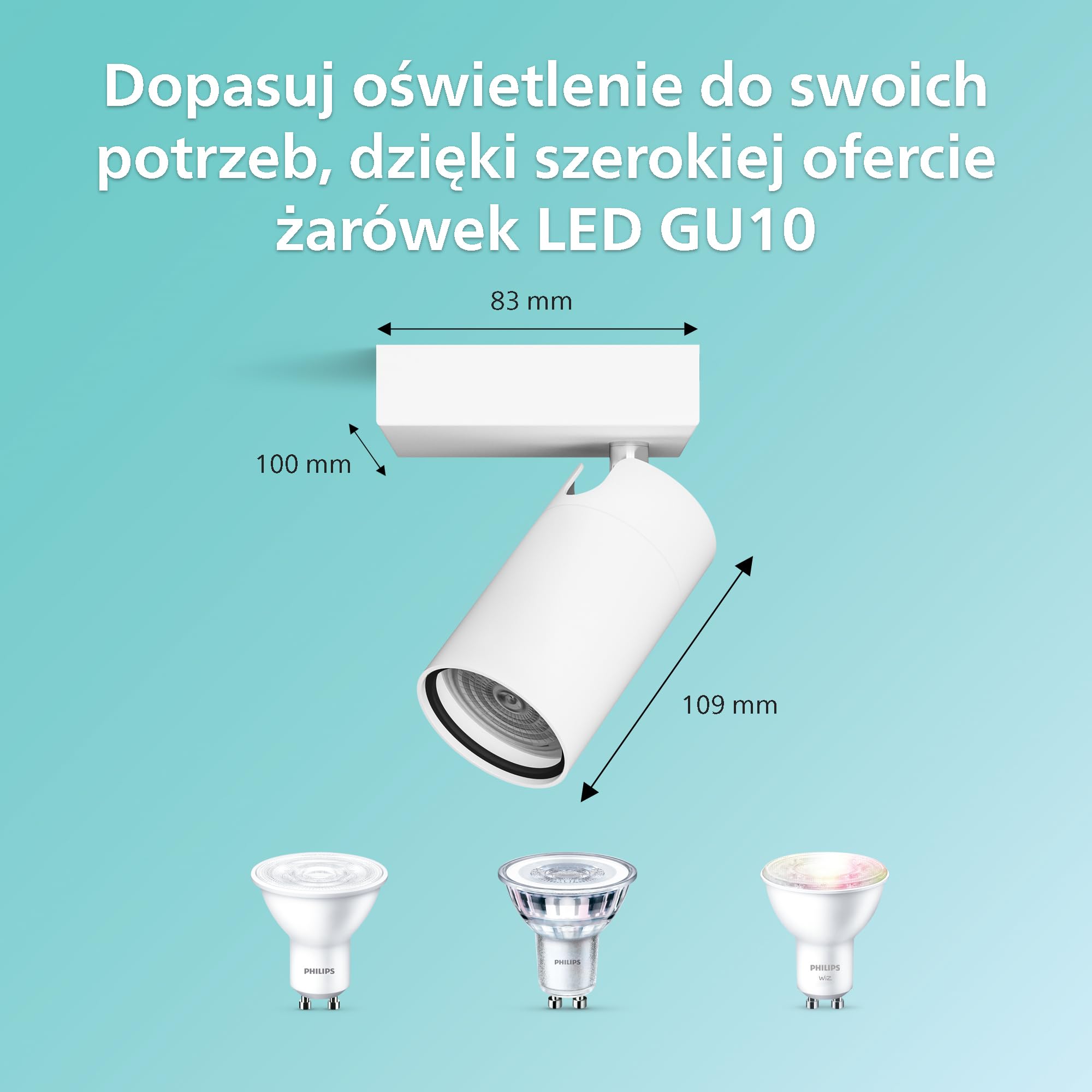 Philips Idris spot z 1 głowicą, lampa GU10 nie wchodzi w zakres dostawy, biała, IP44, wodoodporna