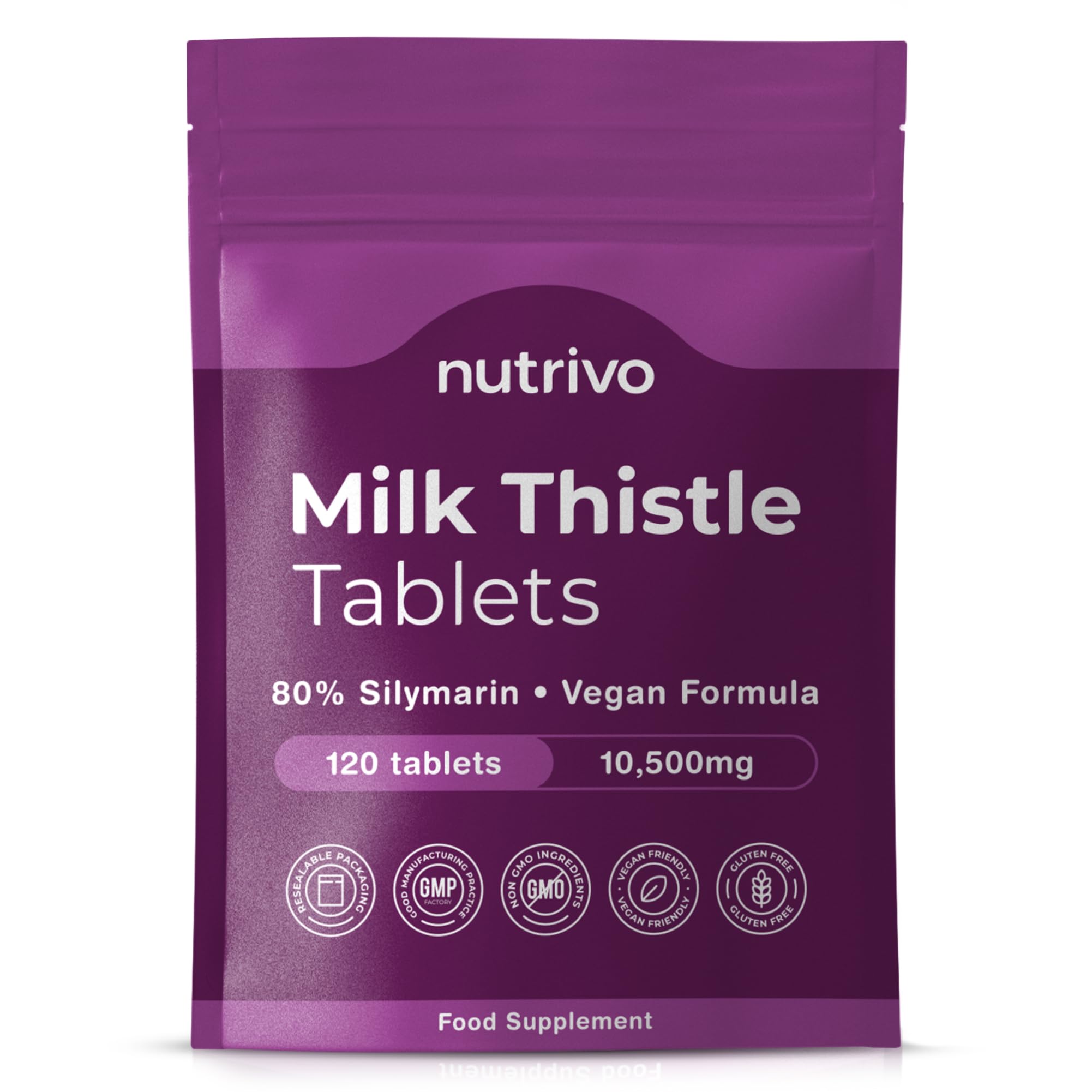 Milk Thistle High Strength Tablets 10,500mg & 80% Silymarin Per Serving | 120 Tablets | Milk Thistle Herbal Supplement | Vegan & UK Made