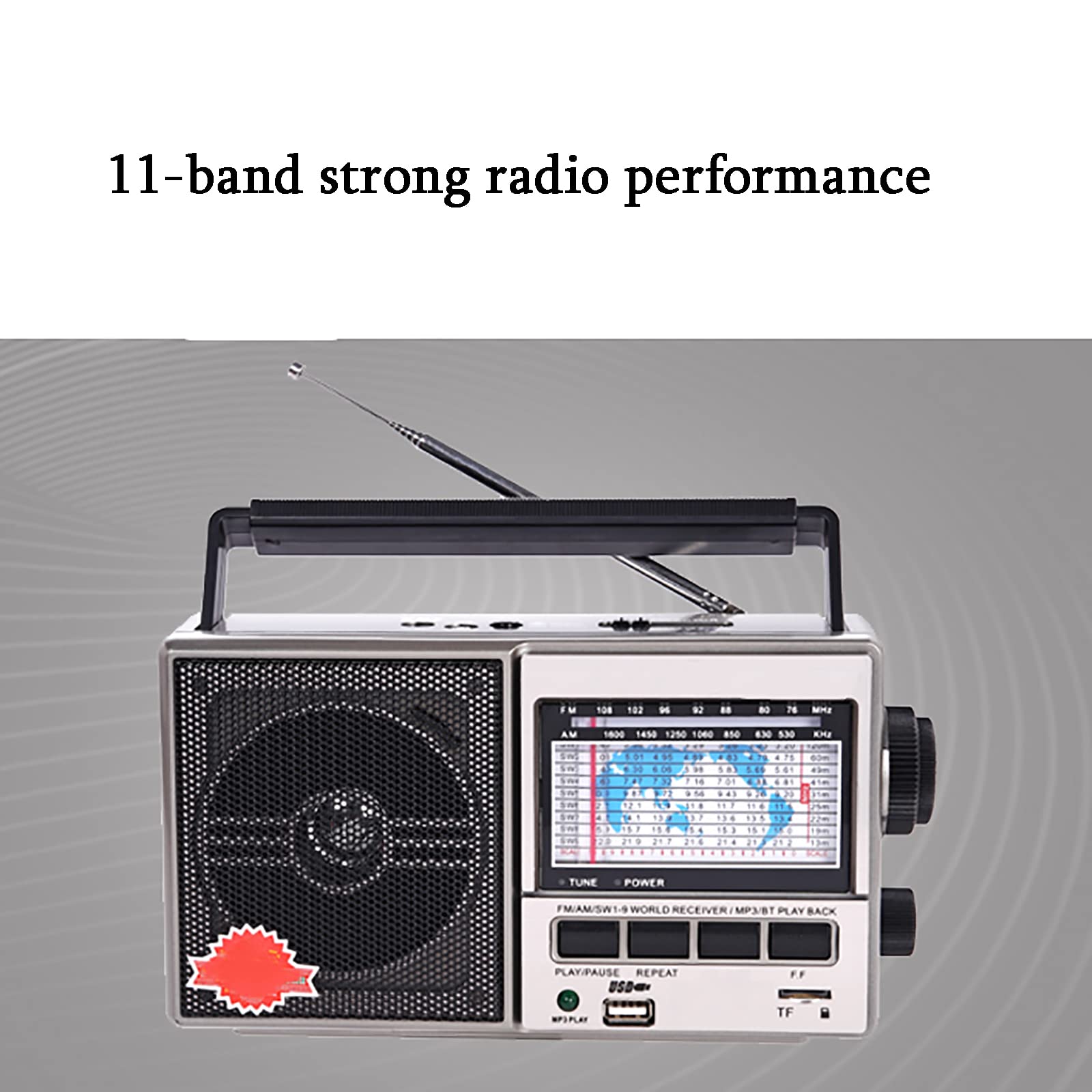 Radio Retro, Reproductor de Casete portátil, Radio y grabadora Retro, Radio de Banda Completa con Soporte U Disk/Bluetooth/Tarjeta TF, 3 Formas de Fuente de alimentación,