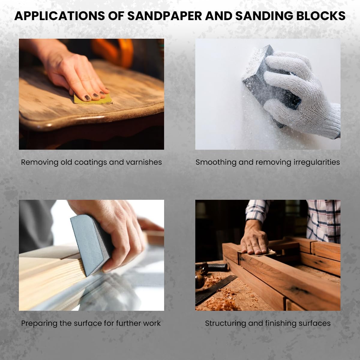 Schleifpapier Set - Rolle & Trapezförmigen Blöcken 52 - zum Schleifen von Hand oder mit Elektrowerkzeugen, für Holz, Stahl, Gusseisen, Kunststoffe, Lacke & Farben, Elektrokorund