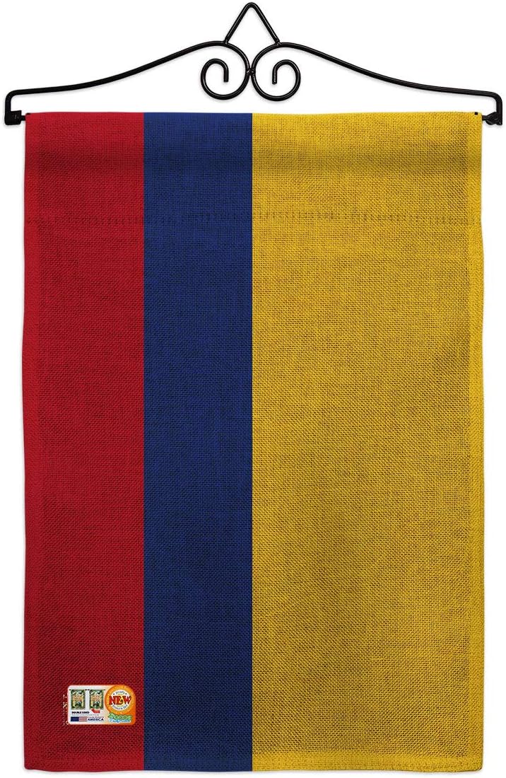 Colombia Garden Flag Set Wall Holder Regional Nationality Nation International World Country Particular Area Small Decorative Gift Yard House Banner Made In USA 13 X 18.5