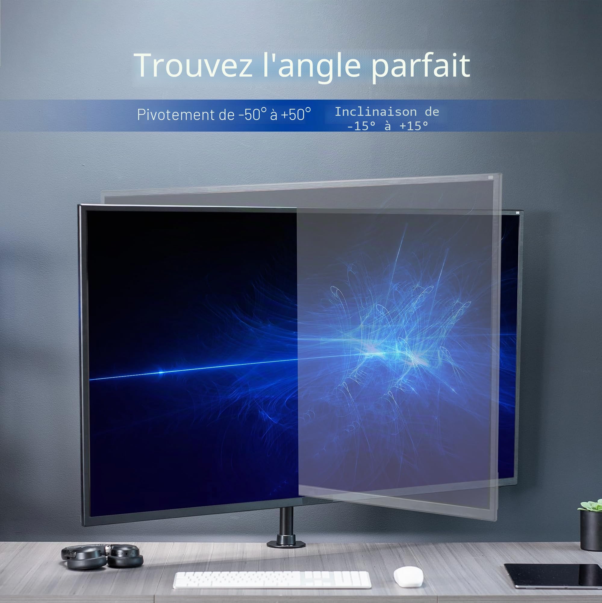 VIVO STAND-V155CW Support de Bureau Noir Ultra Large, pour écrans jusqu'à 55 Pouces, Poids de 29,9 kg, Simple, à Hauteur réglable