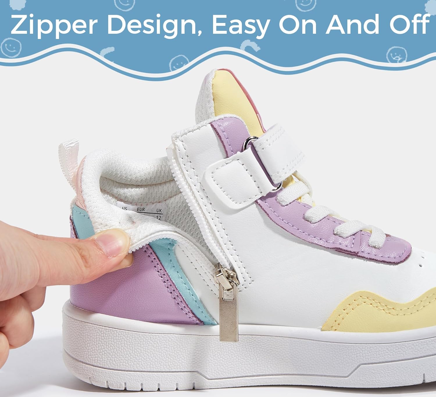 LUCKY STEP Kids High Top Sneakers Fashion Basketball Tennis Shoes Skyhigh Running Sports Ankle Boots Hook and Loop Casual Walking Shoe for Boys Girls - Image 6