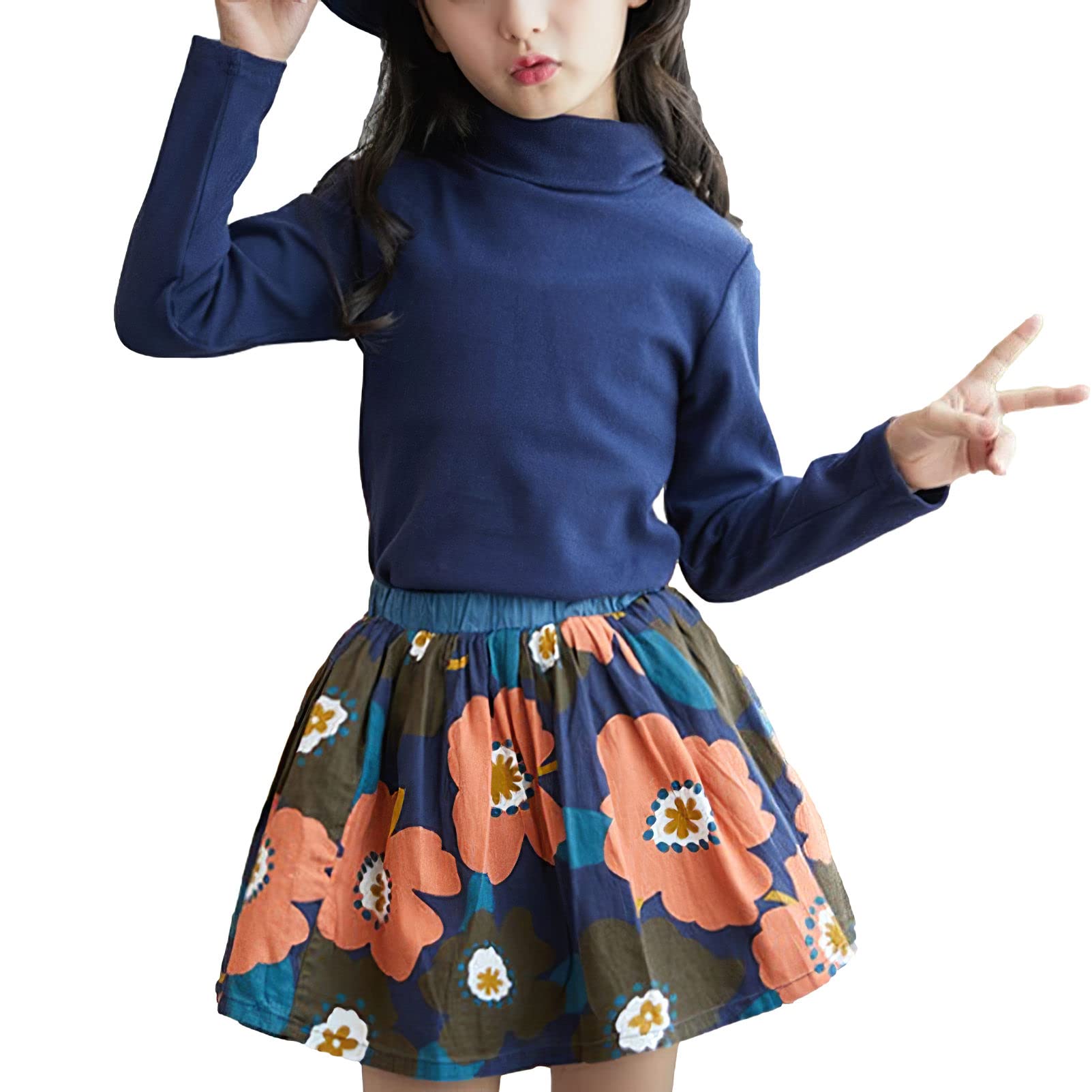 3pcs Garçons Filles Manches Longues Couches de Base Hauts Coupe Ajustée Col Roulé Élastique Décontracté Chandail pour 3-14 Ans