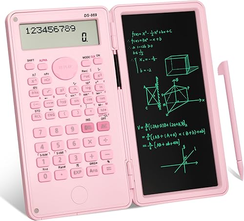 Calculadora científica con tableta de escritura LCD, calculadora matemática plegable de 240 funciones, pantalla grande de 10+2 dígitos de doble