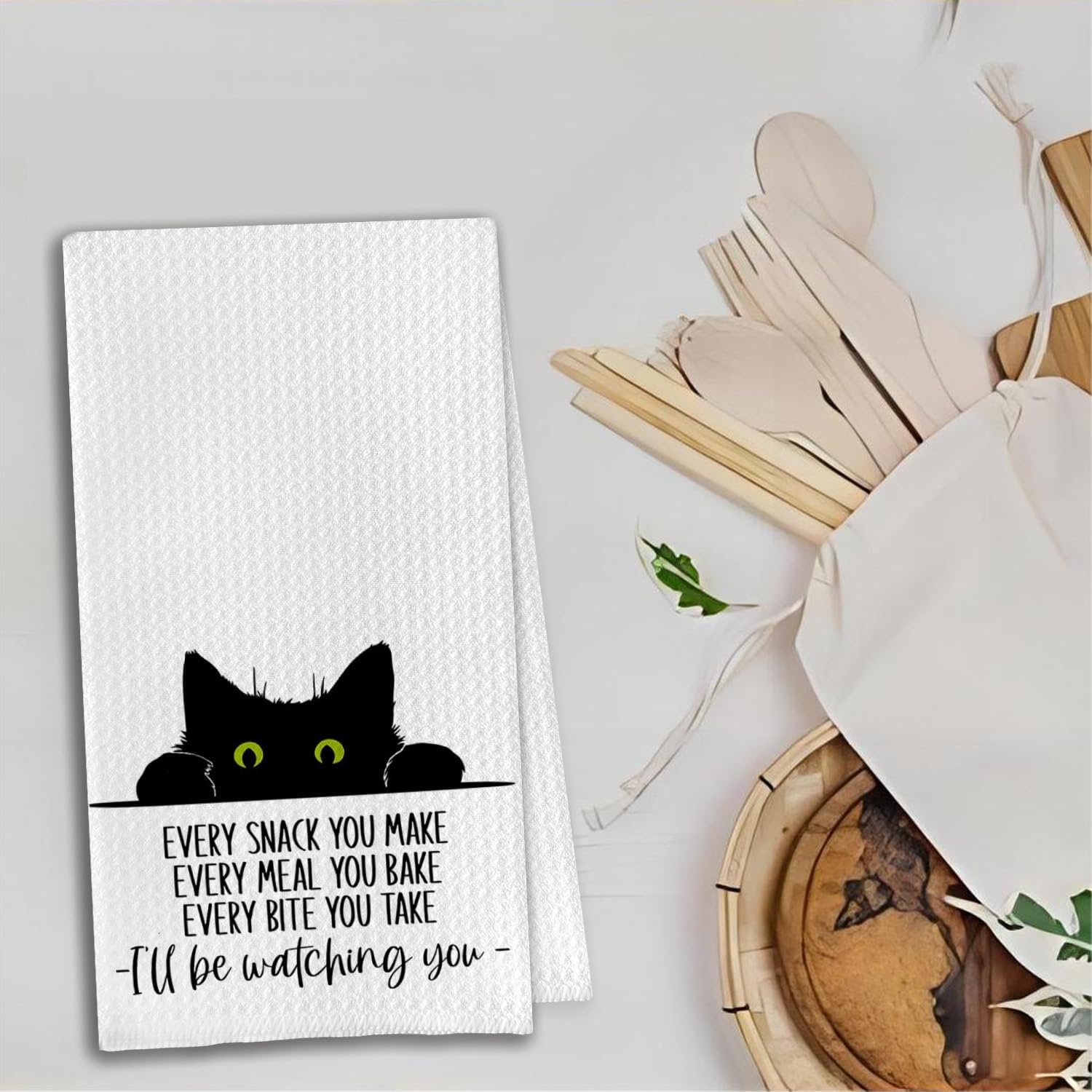 Funny Black Cat Kitchen Hand Towels Decor,Every Snack You Make Every Meal You Bake 16x24 Waffle Weave Towel,Funny Black Cat Tea Dish Towels Decor for Kitchen - Image 5