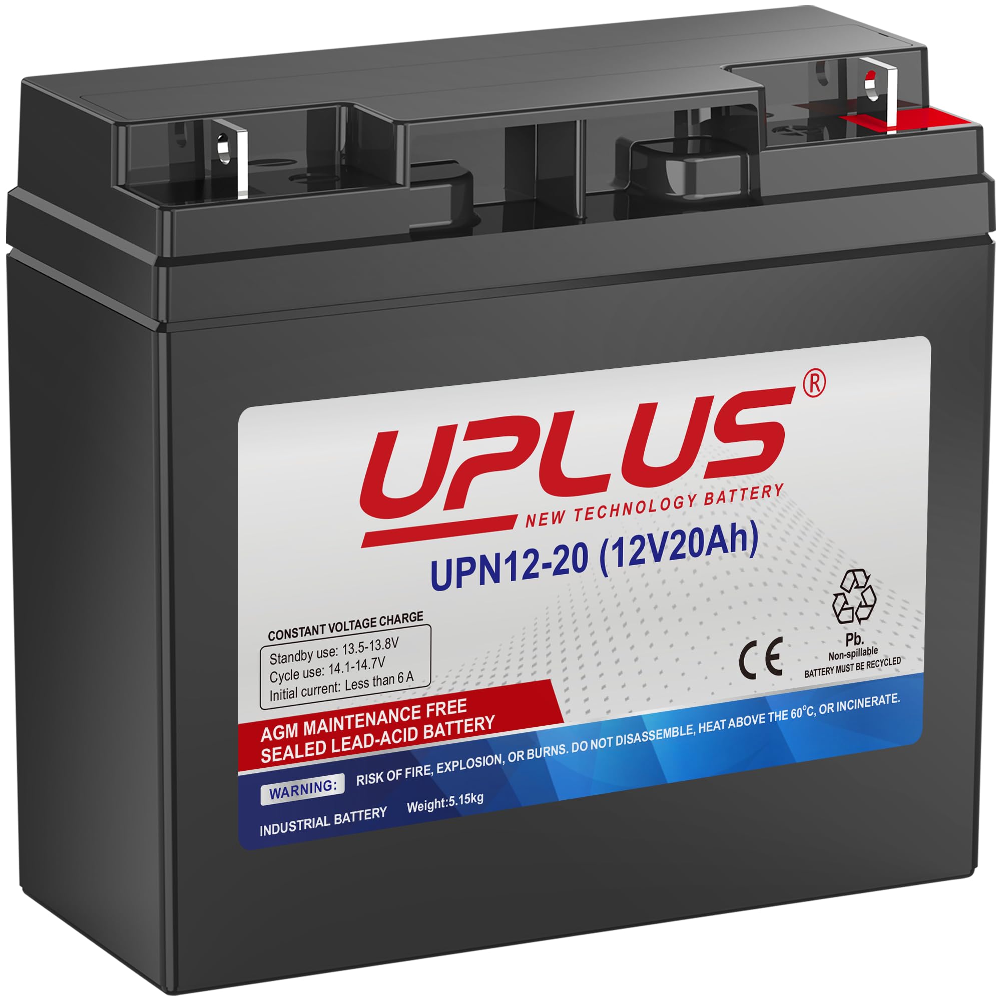 UPLUS UPN12-20 12V 20Ah AGM Batterie, wartungsfrei VRLA Akku