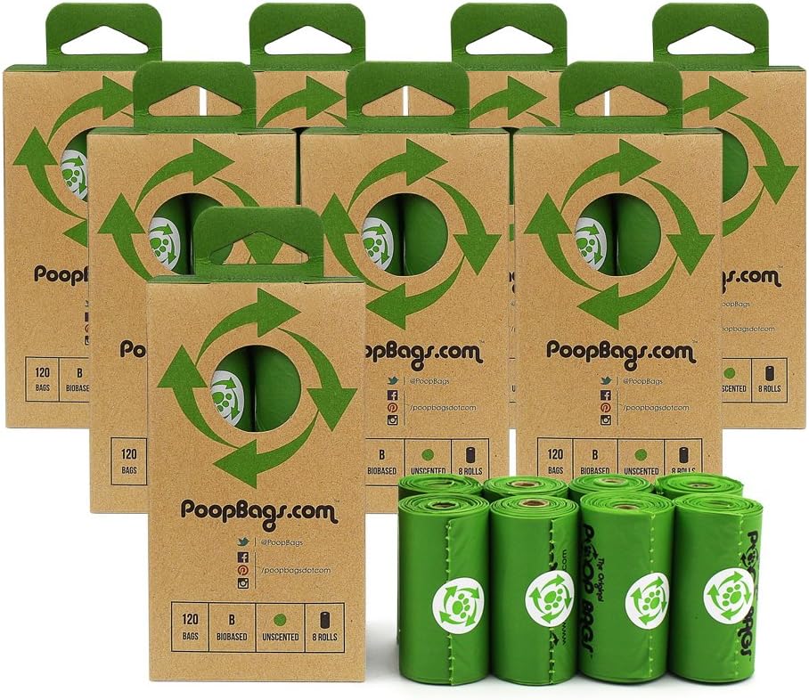 The Original PoopBags 960 Counts Poop Bags Large Green Pick Up Bags USDA Certified Biobased Dog Waste Bags