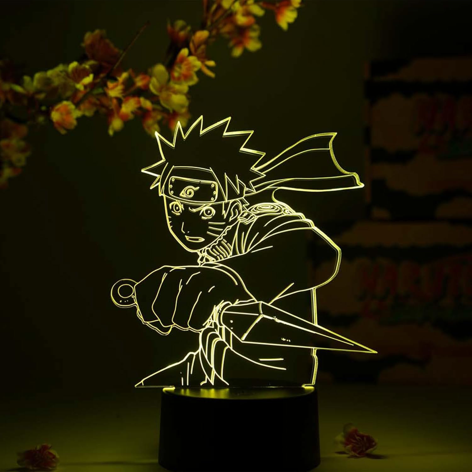 Otaku Lamps Naruto Uzumaki Kunai Naruto – Anime Night Light, 16 Color RGB LED – Gift for Otaku