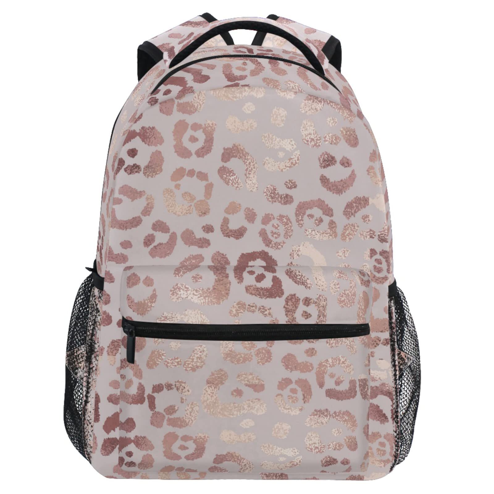 MNSRUU Student Travel School Backpack Elegant Rose Gold Leopard College Laptop Backpacks Business iPad Tablet Computer Bookbags for Adult Teen One