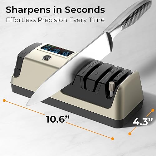 Miniatura 3 de Afilador de cuchillos eléctrico para cuchillos de cocina, pantalla LCD, afilador de cuchillos profesional 5 en 1 con velocidad ajustable, rueda de