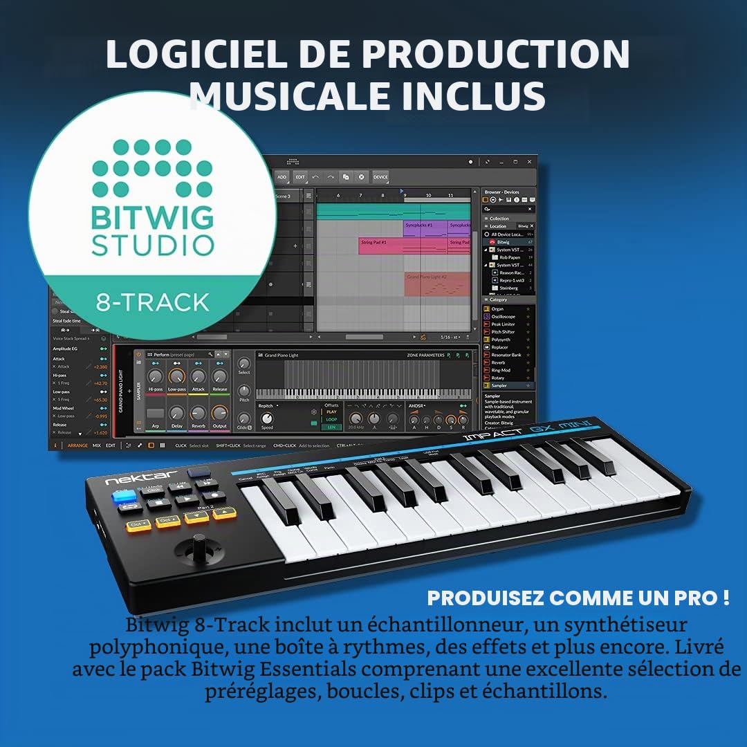 Nektar Impact GX Mini contrôleur MIDI USB, 25 touches