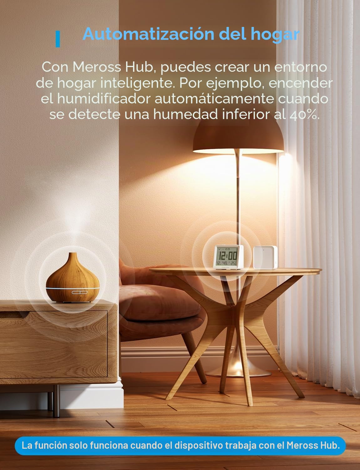 Meross Matter 10-en-1 Termómetro Higrómetro Inteligente(Requiere Hub) – Estacion Meteorologica WiFi Interior con Pantalla, Automatización y Alertas,Compatible con Apple HomeKit, Alexa y Google Home