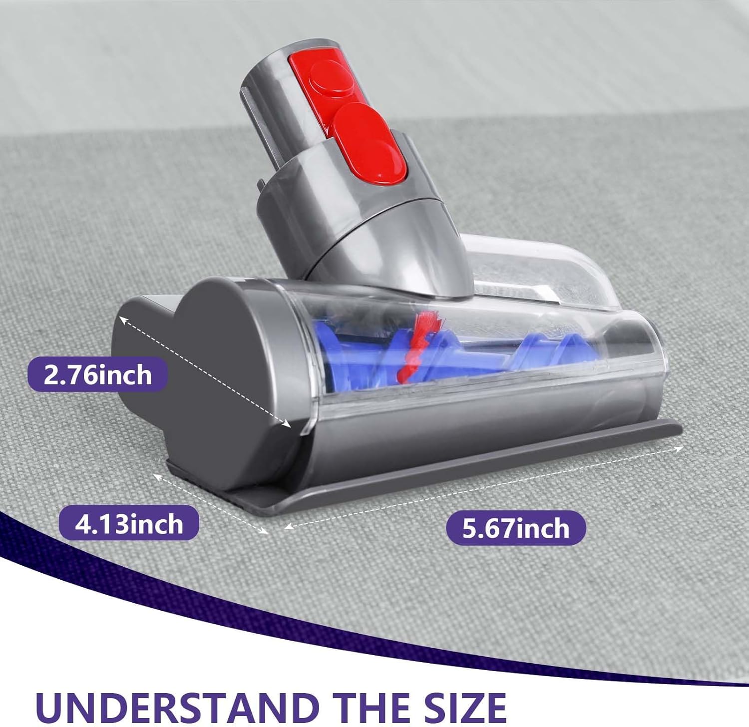 Mini Motorized Tool Brush Head Compatible with Dyson V7 V8 V10 V11 V15 Vacuum Cleaners Replacement Part SV10 SV11 SV12 SV14 Attachment, Anti-Tangle High Torque Tool for Removal Pet Hair and Long Hair