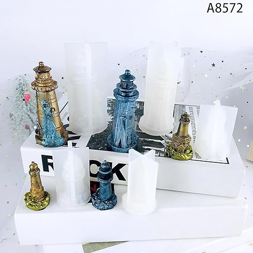Miniatura 9 de Molde de silicona para faro, vela de faro, molde de silicona, adornos de resina, molde de bricolaje, faro blanco 3D, velas de escritorio, esculturas