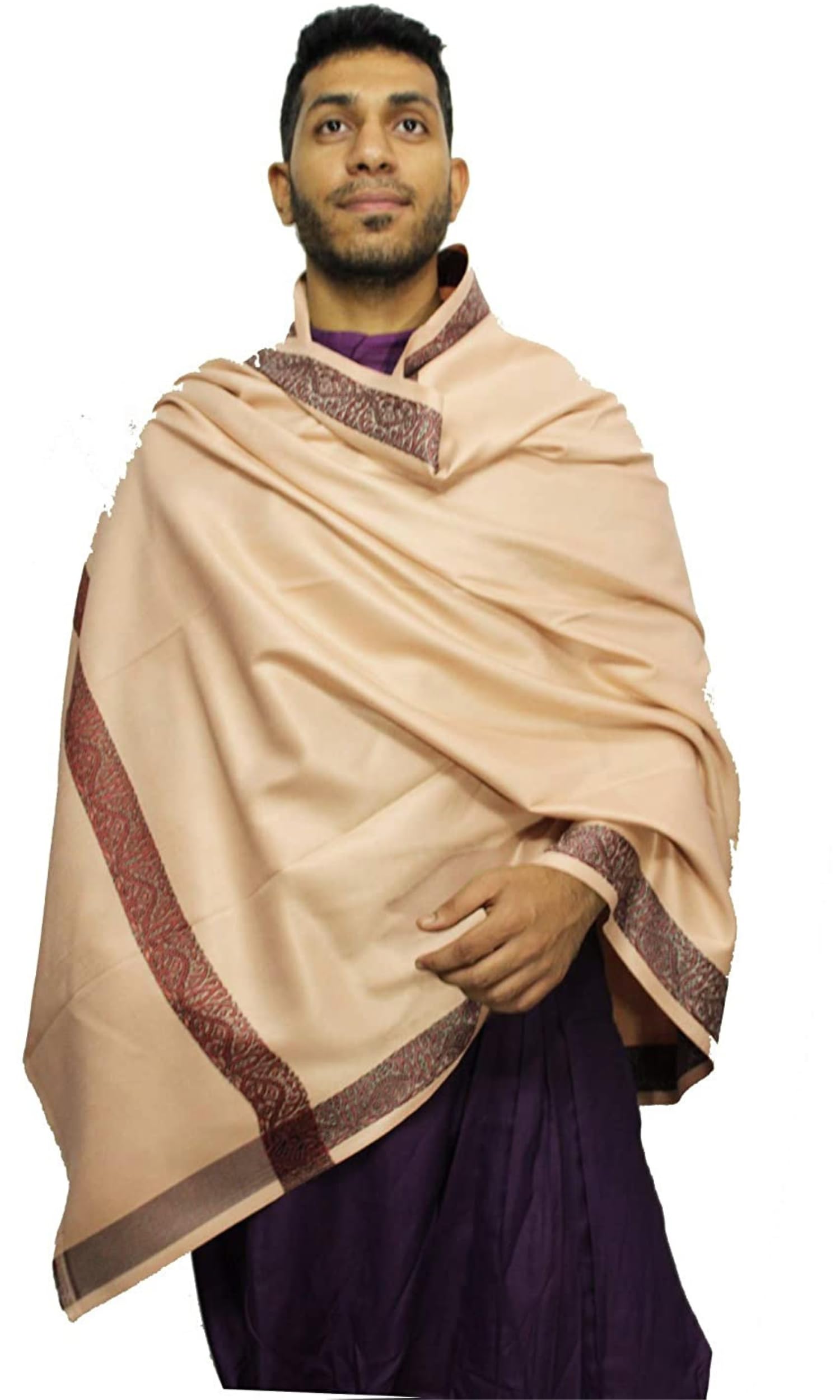 Mens Warm Woollen Pashmina Shawls Meditation Dushala Lohi Soft Comfortable Stole Solid Color Best Gifts-image-23