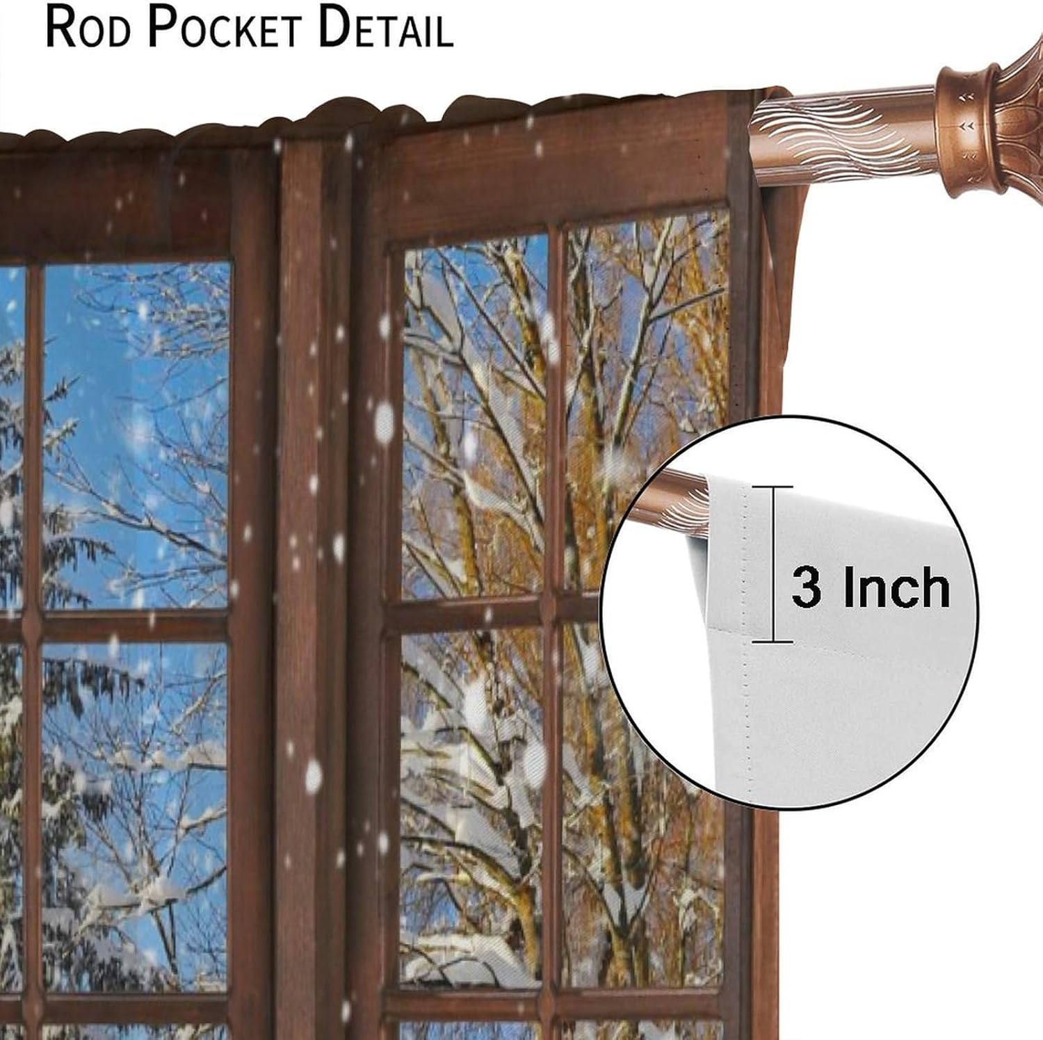 JESTRONRY Winter Snow Scene Curtains, Xmas Snowflake Forest Tree Pine Natural Scenery Thermal Drapes Window Treatments Living Room Bedroom Kitchen Bathroom Decor Curtains W42xL63in